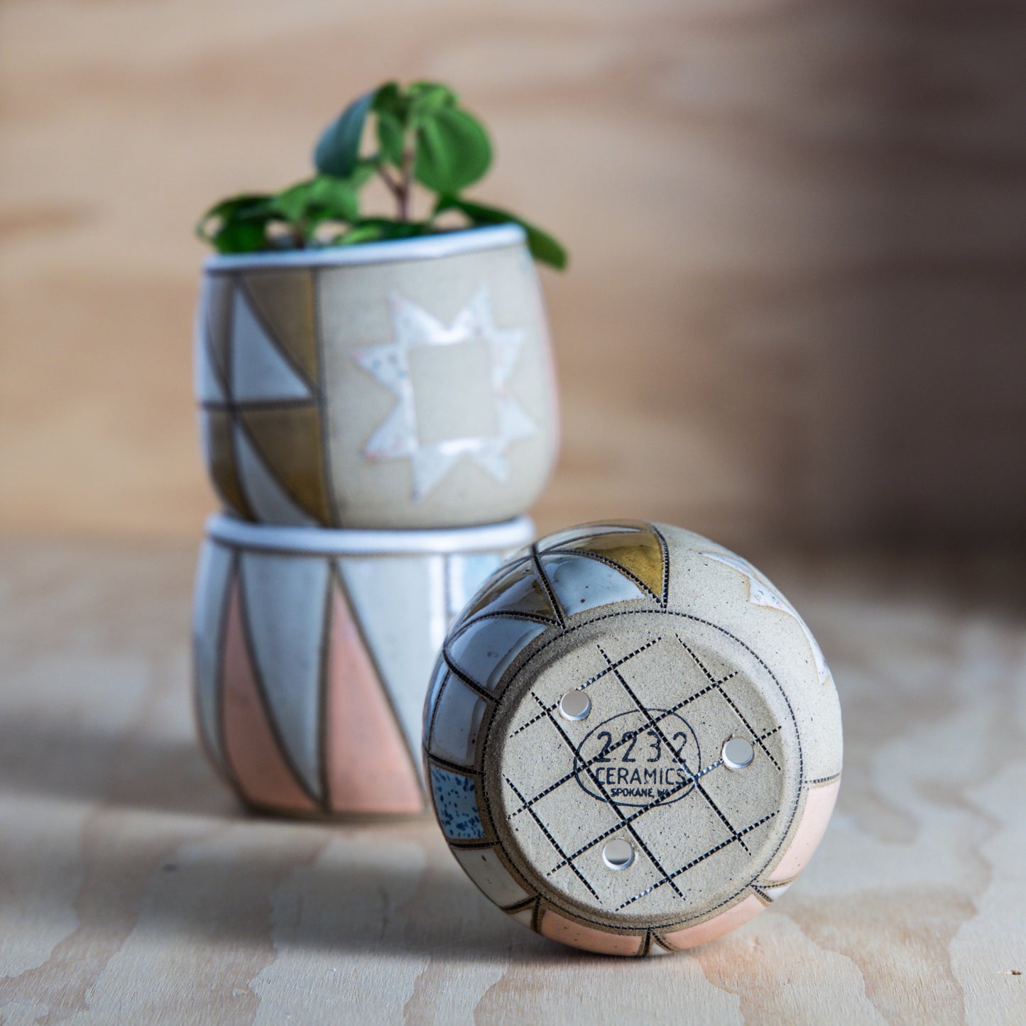 Improv Sawtooth Star Mini Planter-Cream