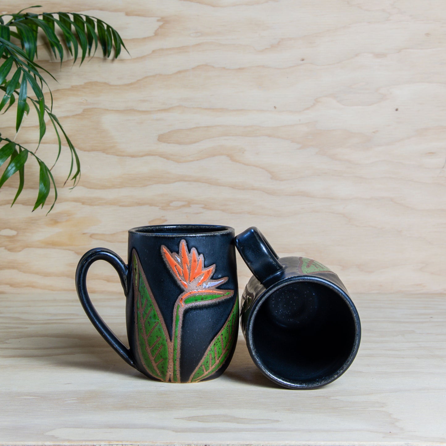 Birds of Paradise Ceramic Mug-Black