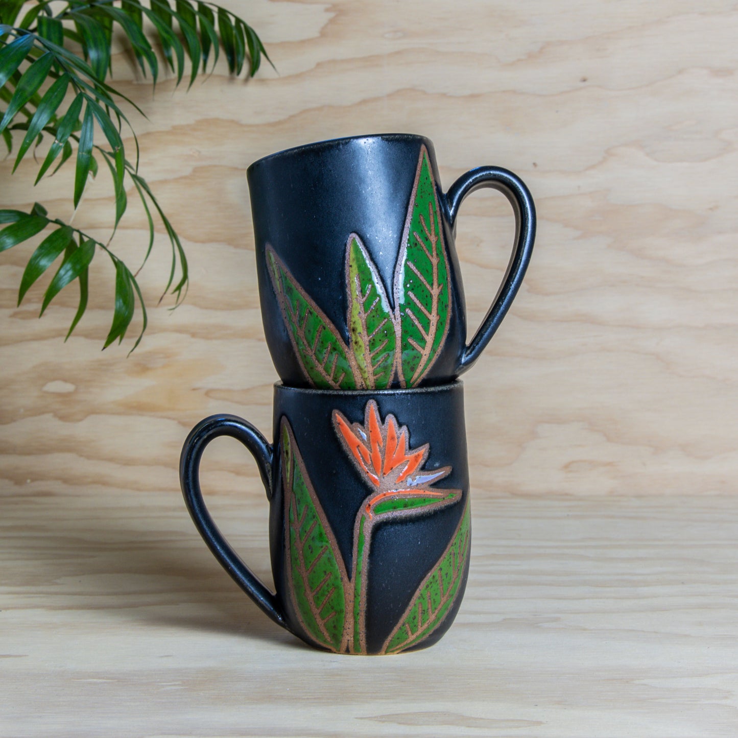 Birds of Paradise Ceramic Mug-Black