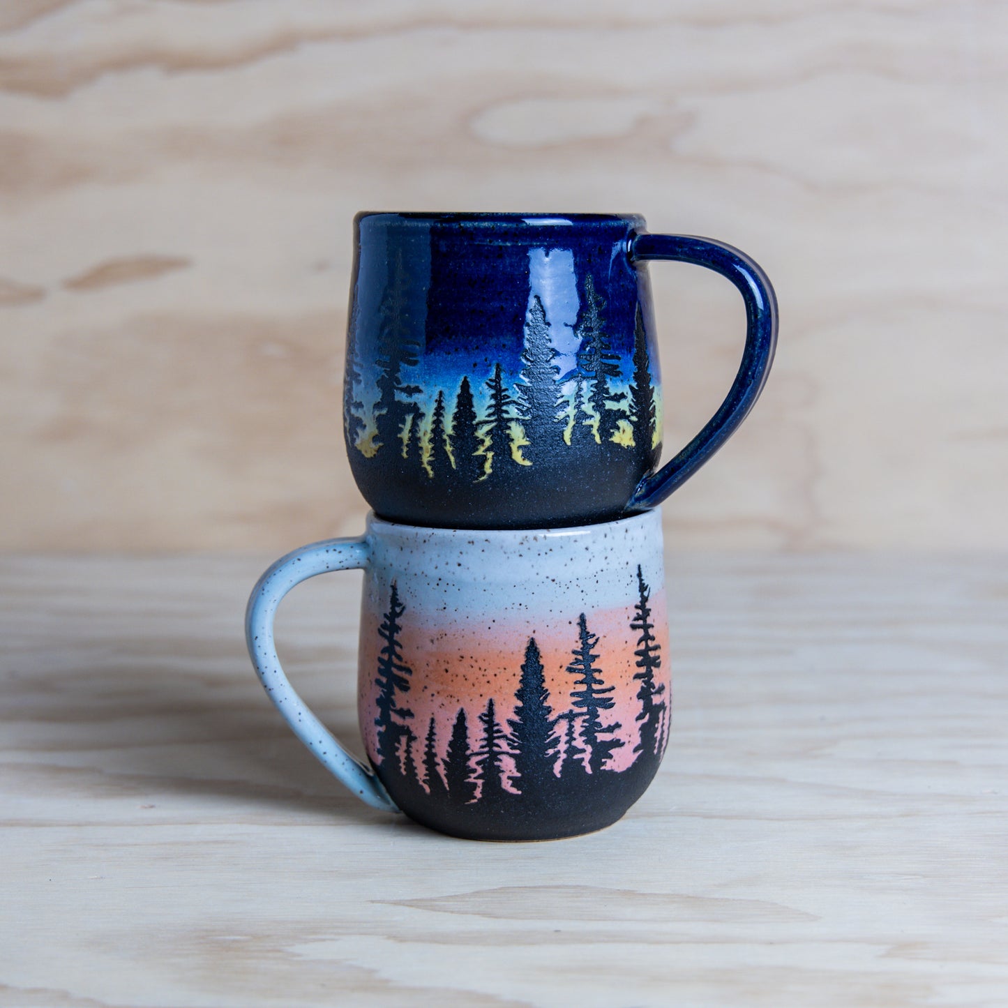 PRE ORDER- *SET* of Sunup and Sundown Pine Tree Mugs