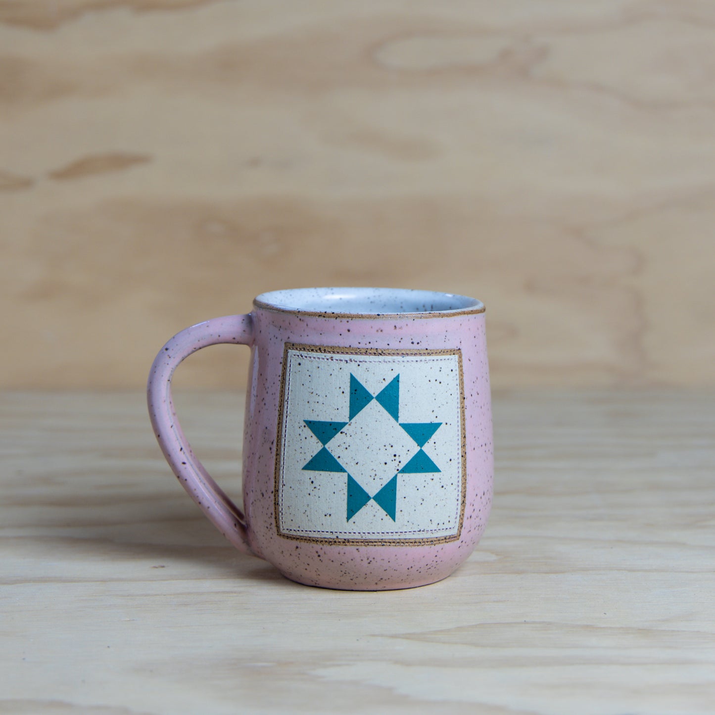Pink Teal Ohio Star Quilt Mug