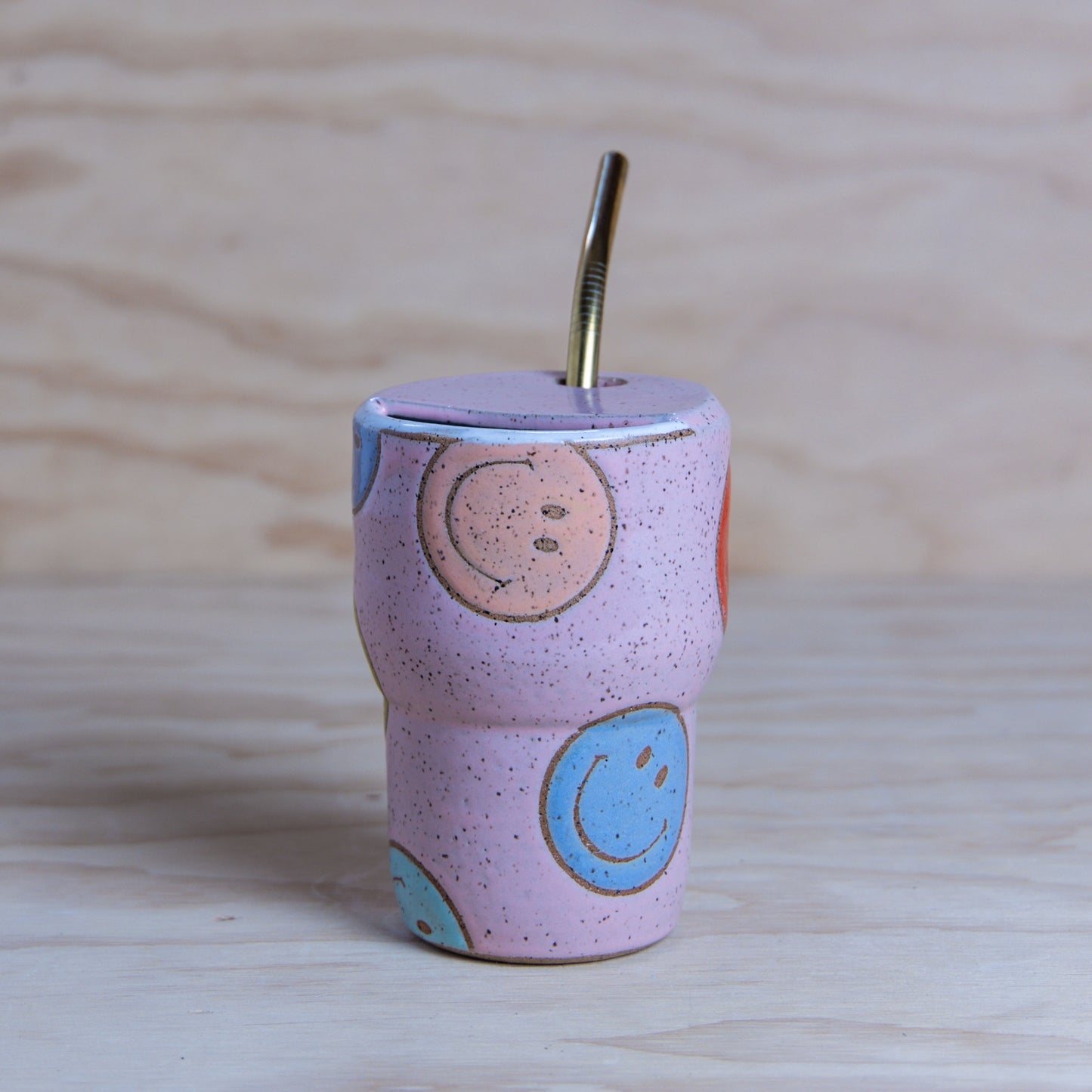 Pink Smiley To-Go Mug