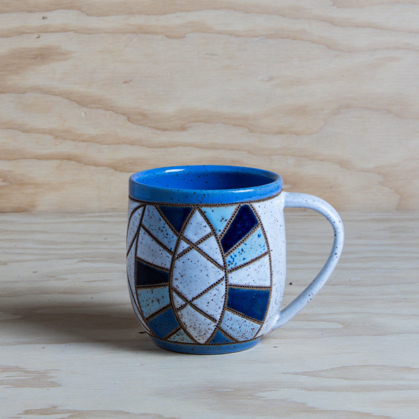 Vintage Wedding Ring Quilted Mug-Blue