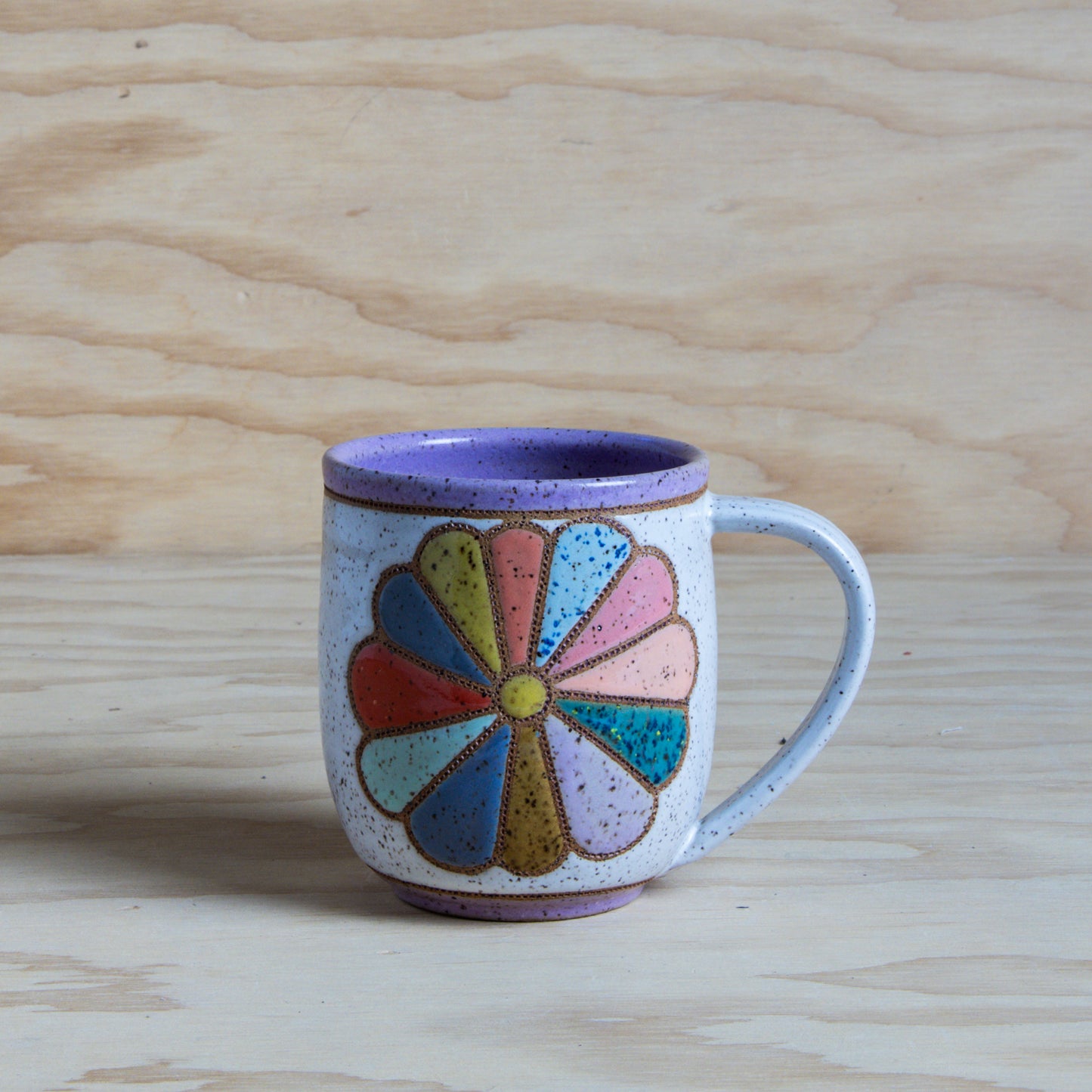 Vintage Flower Quilt Mug-Purple