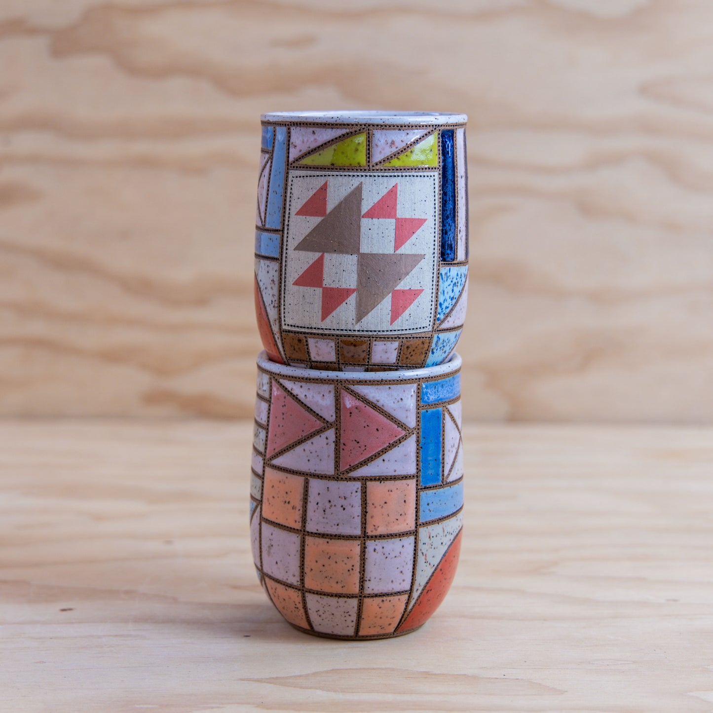 Improv Quilted Fox and Geese Tumbler