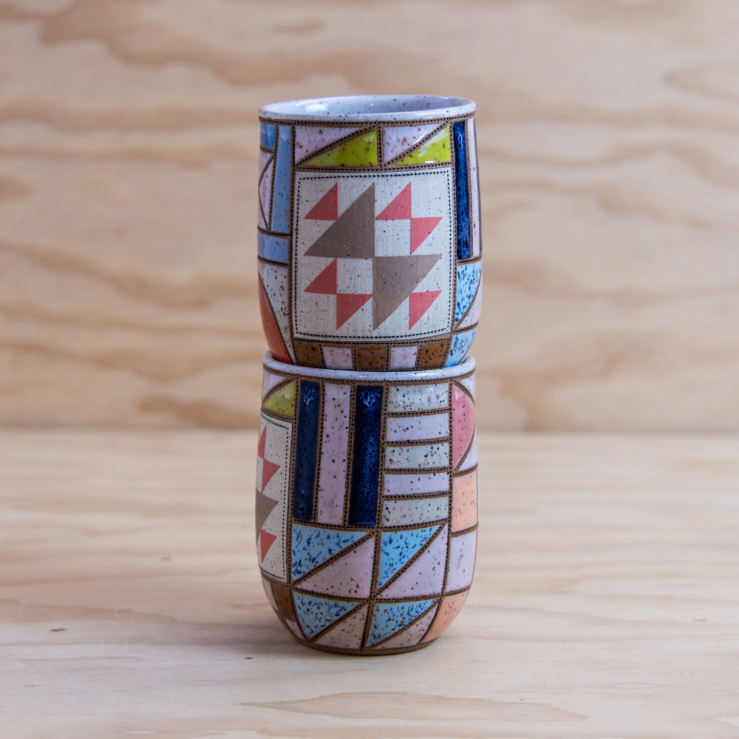 Improv Quilted Fox and Geese Tumbler