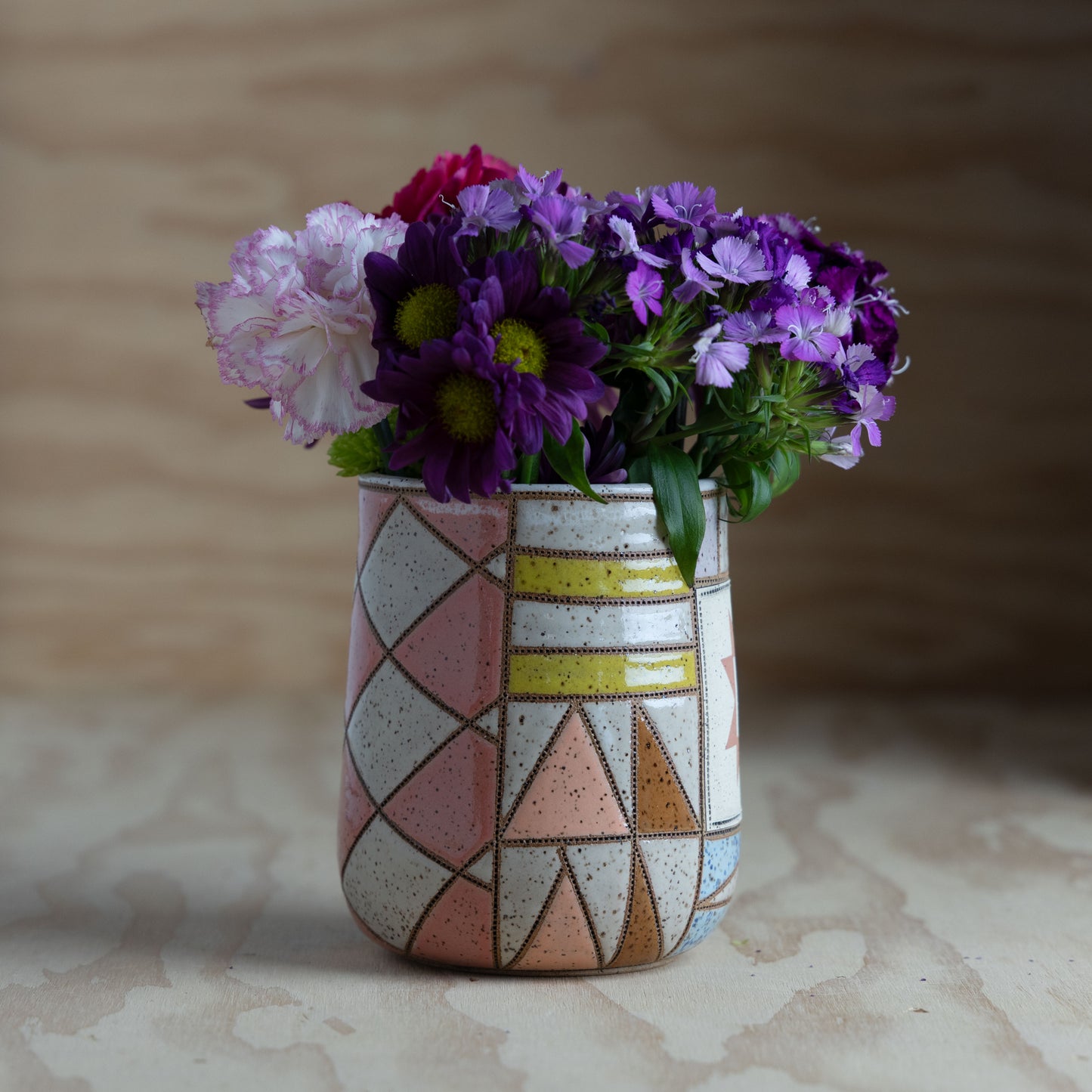 Improv Sawtooth Patch Quilt Vase
