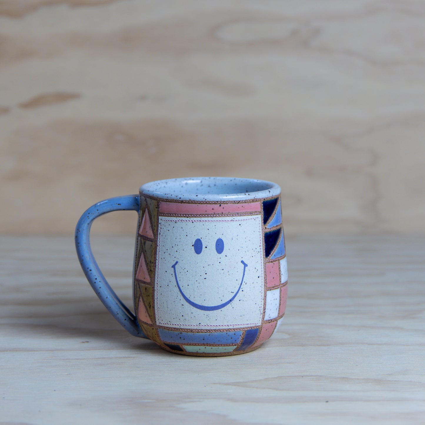 Smiley Improv Quilt Mug