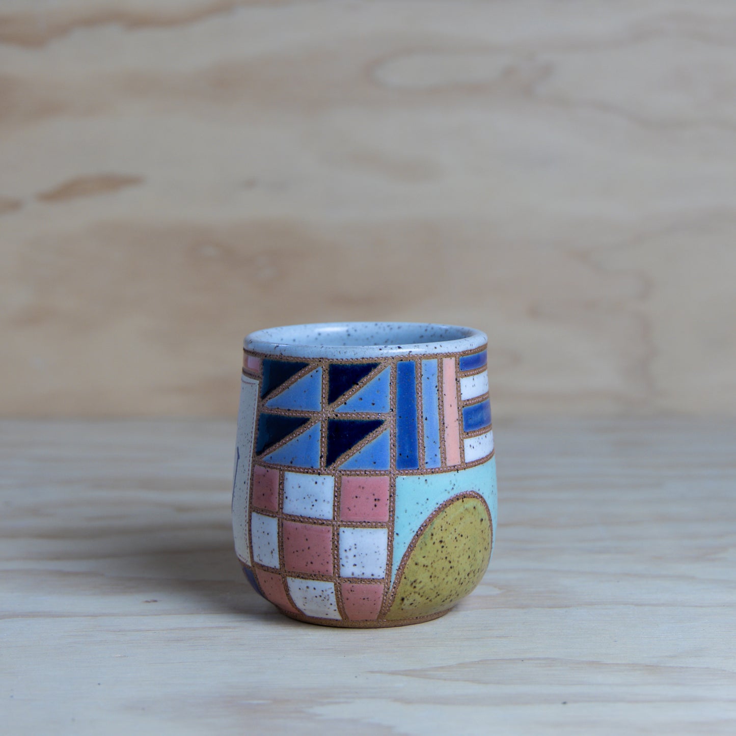 Smiley Improv Quilt Mug