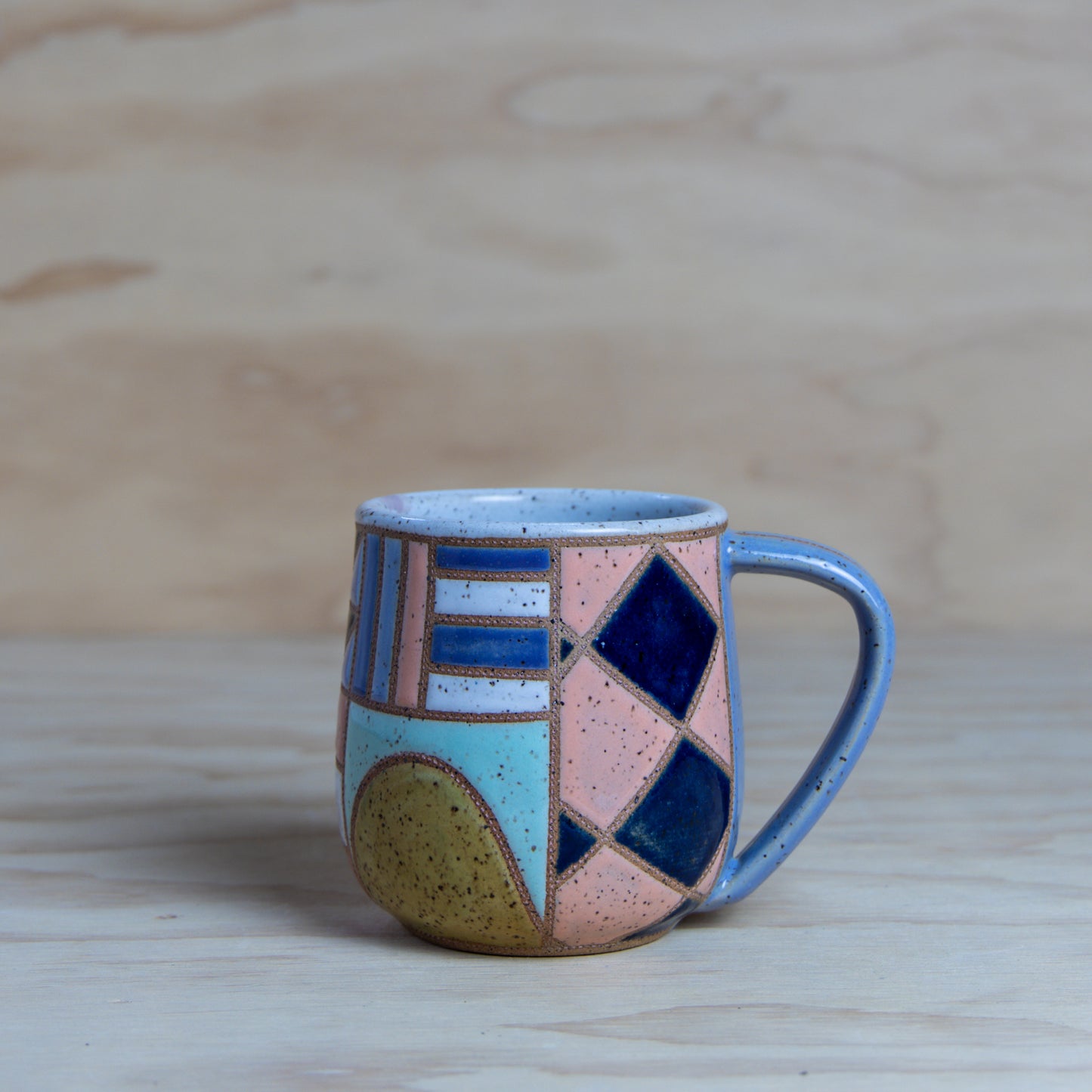 Smiley Improv Quilt Mug