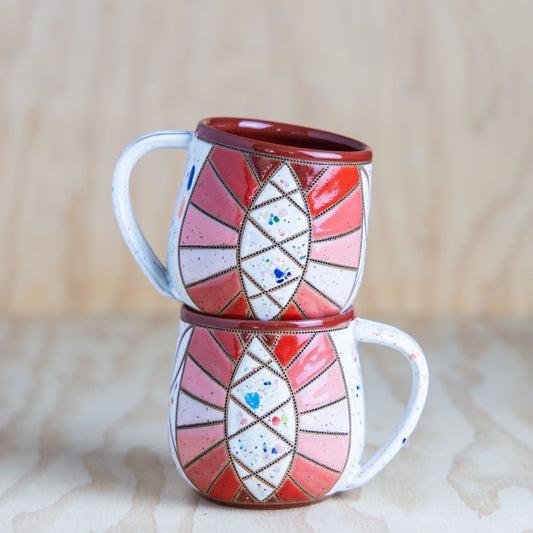 Vintage Wedding Ring Quilted Mug-Red