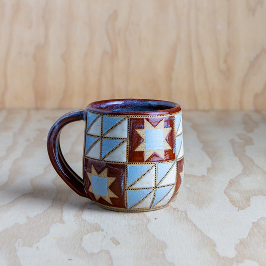 Sawtooth and HST Quilted Mug-Cozy Brown