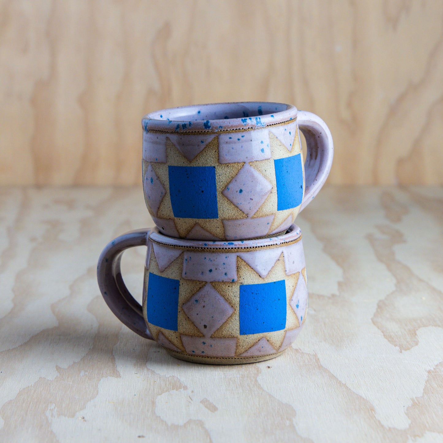 Mini Sawtooth Quilt Mug-Speckled Purple