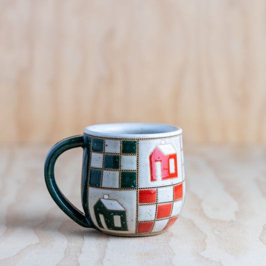 9 Patch House Mug-Teal/Red
