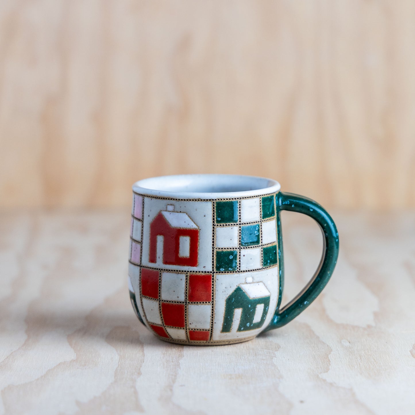 9 Patch House Mug-Teal/Red