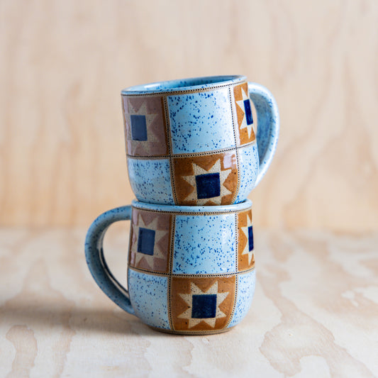 Sawtooth Patchwork Mug-Blue