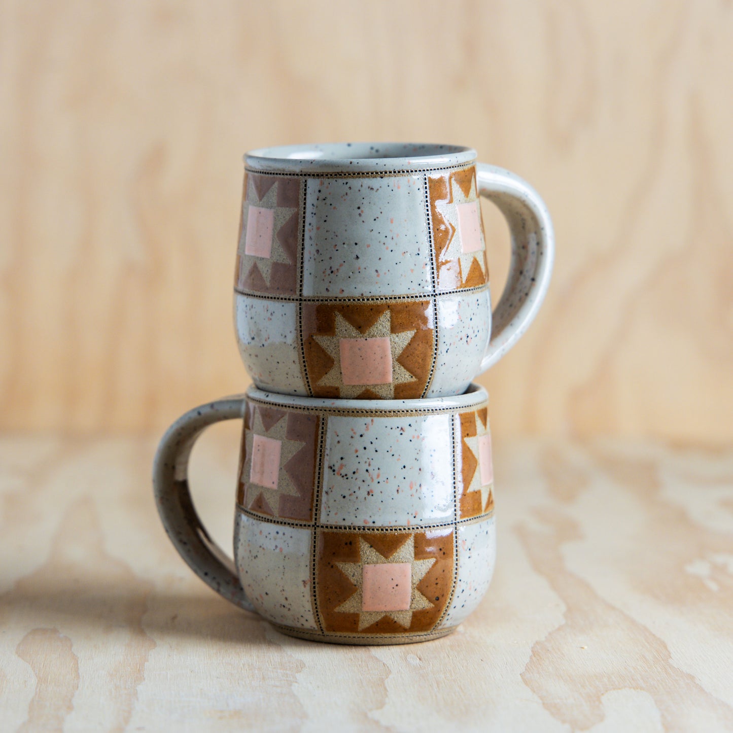 Sawtooth Patchwork Mug-Cream