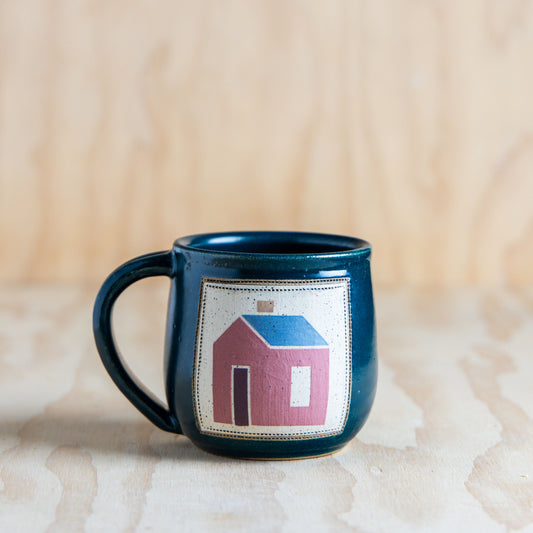 House Quilt Mug-Red Blue