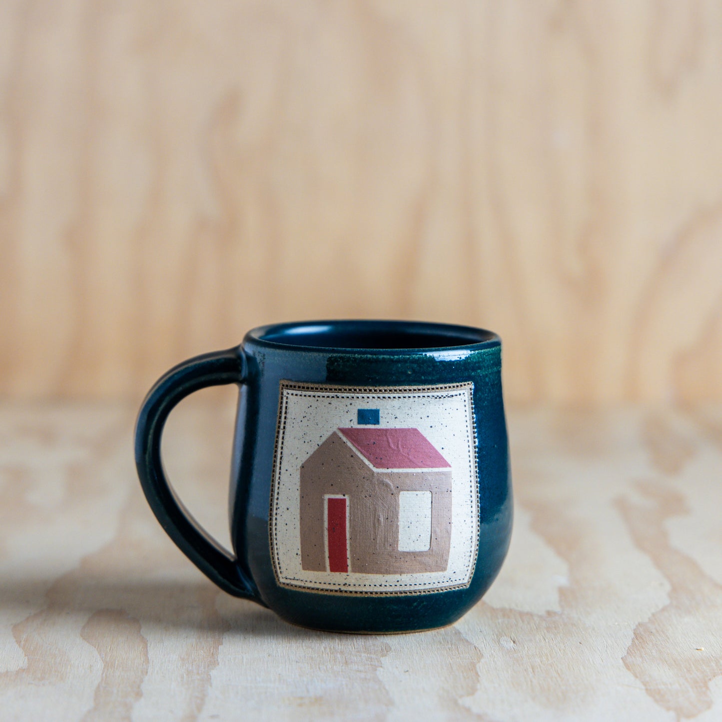 House Quilt Mug-Tan Red