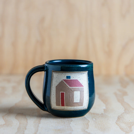 House Quilt Mug-Tan Red