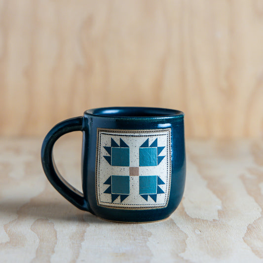 Bear Paw Quilt Mug-Teal