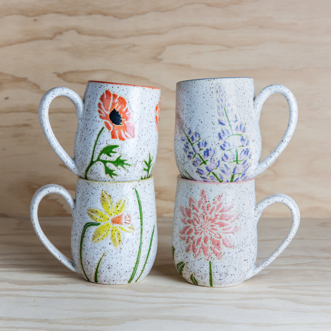 PRE-ORDER-Set of 4 Spring Flower Mugs