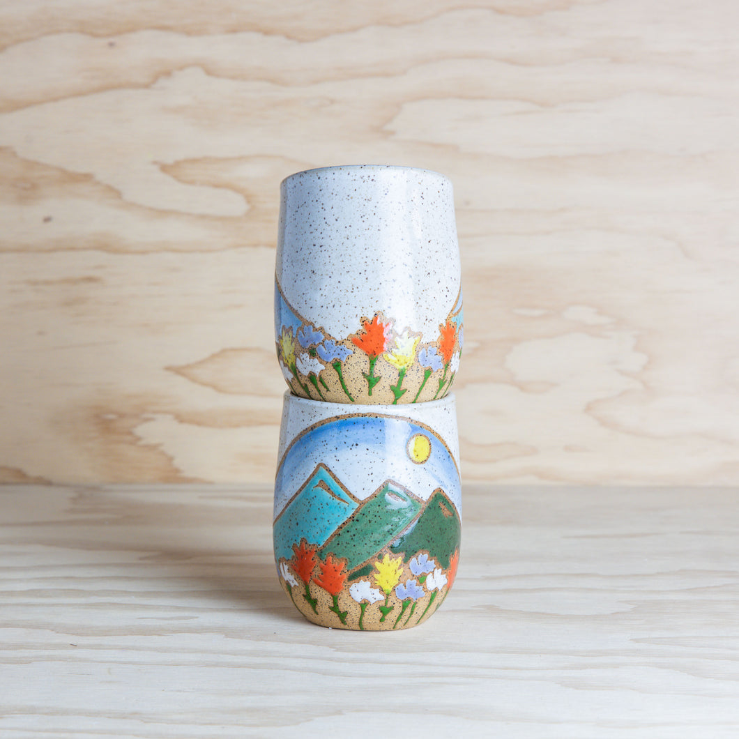 Mountain and Wildflower Tumbler