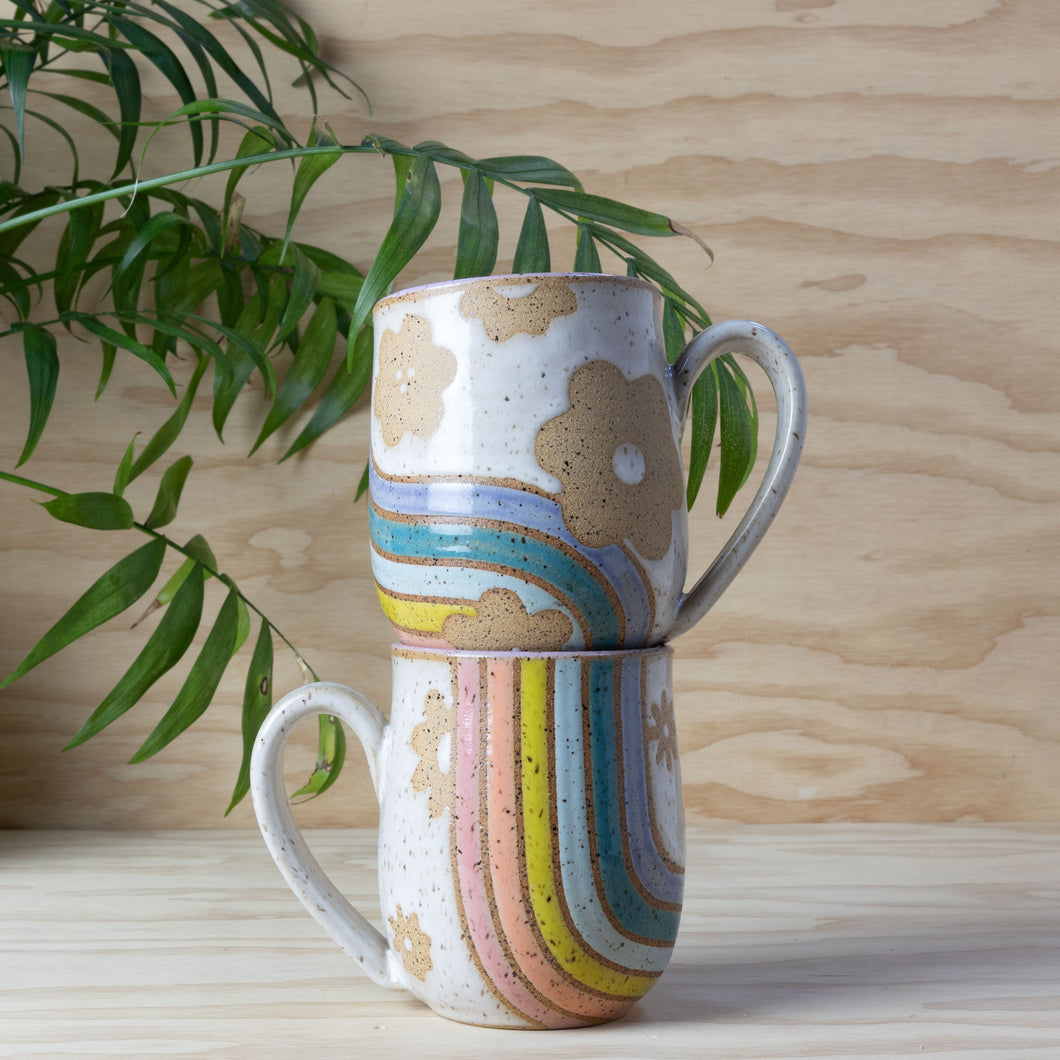 Retro Rainbow Flower Mug