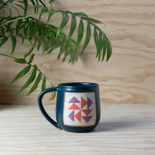 Load image into Gallery viewer, Dutchman&#39;s Puzzle Quilt Mug-Coral/Purple
