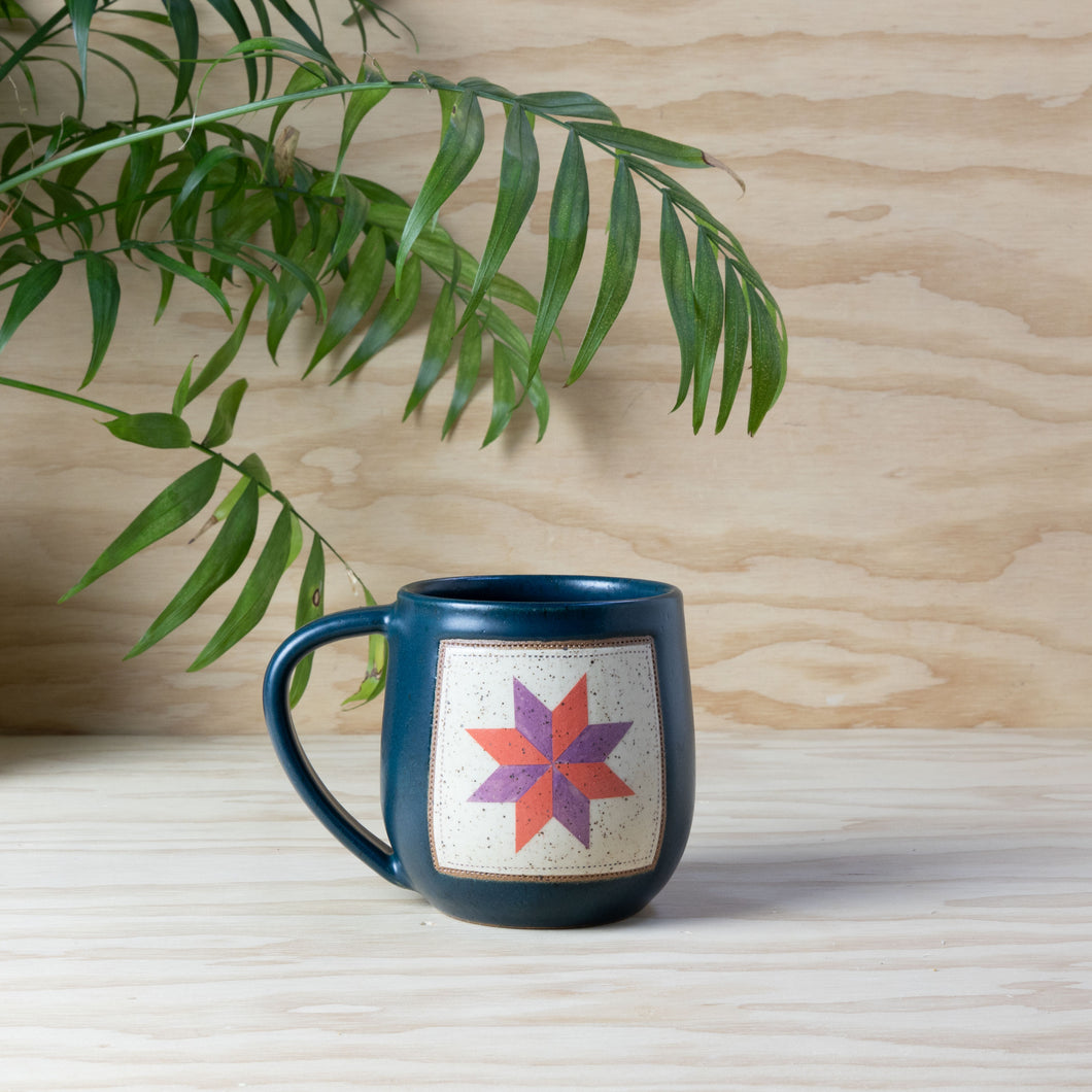 Eight Point Star Quilt Mug-Pink/Purple