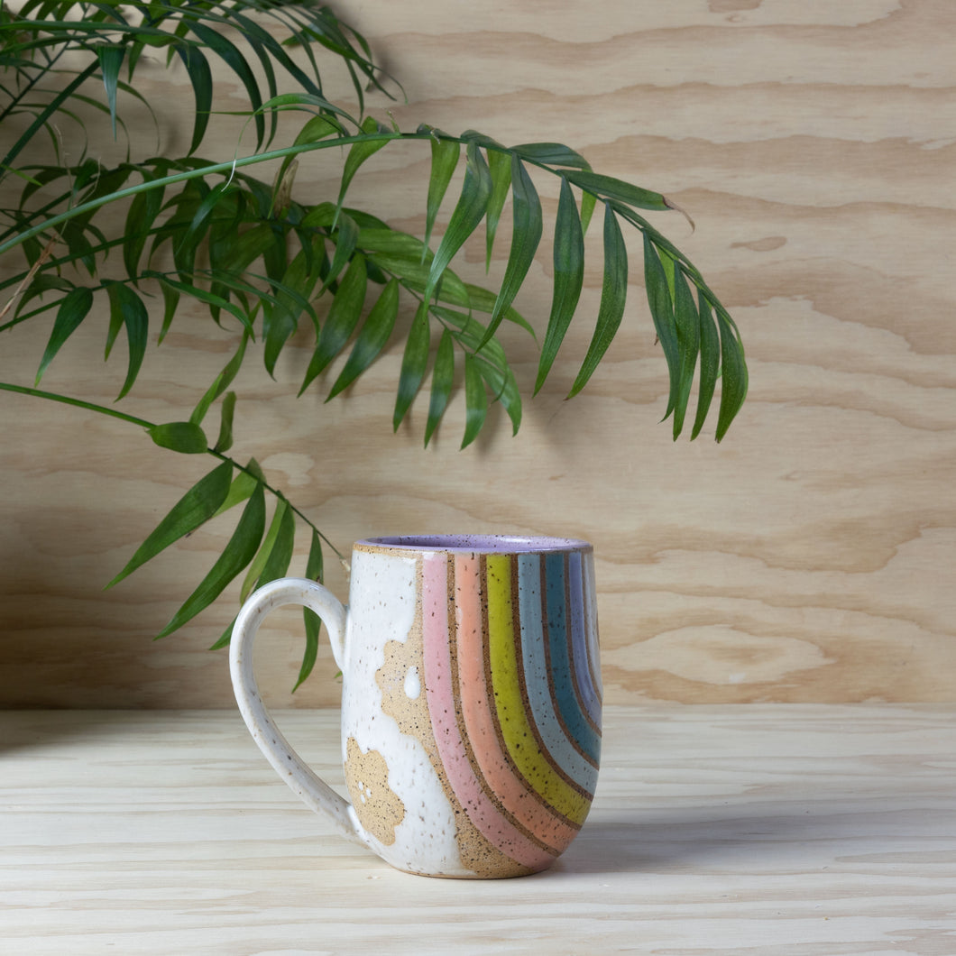 Imperfect *Glaze Imperfection* Retro Rainbow Flower Mug