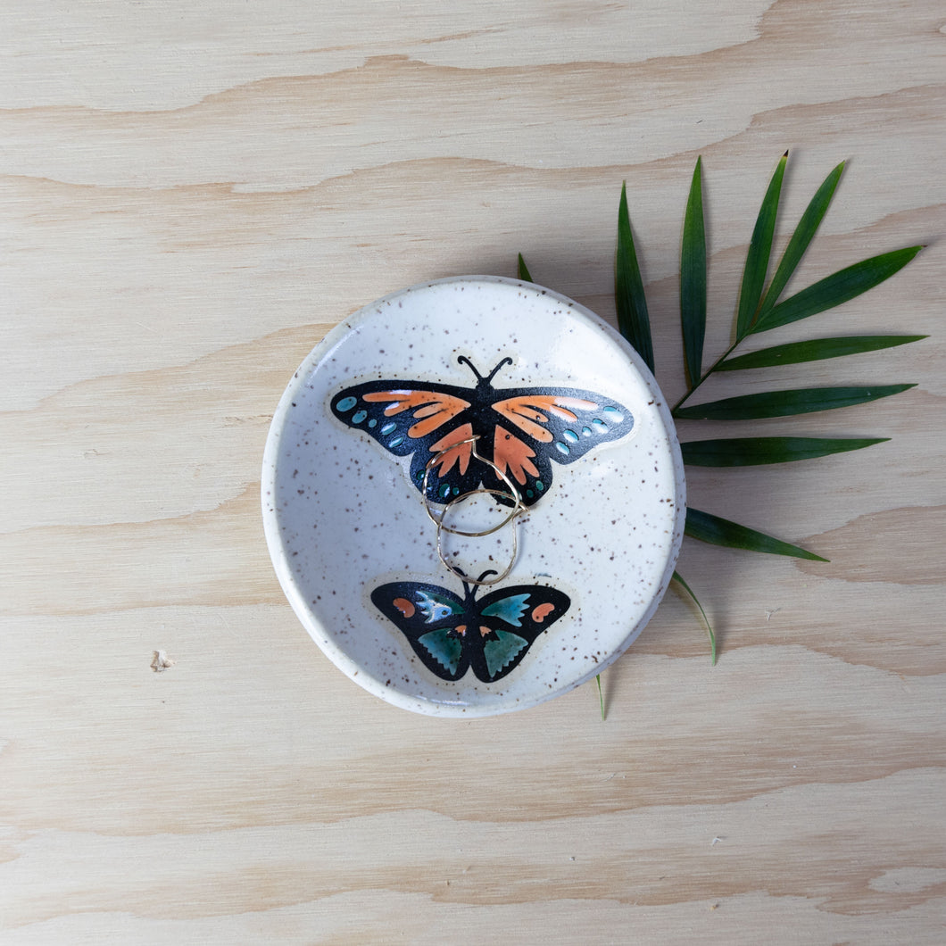 Orange/Teal Butterfly Jewelry Dish