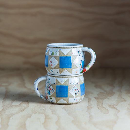Mini Sawtooth Quilt Mug-Confetti Glaze