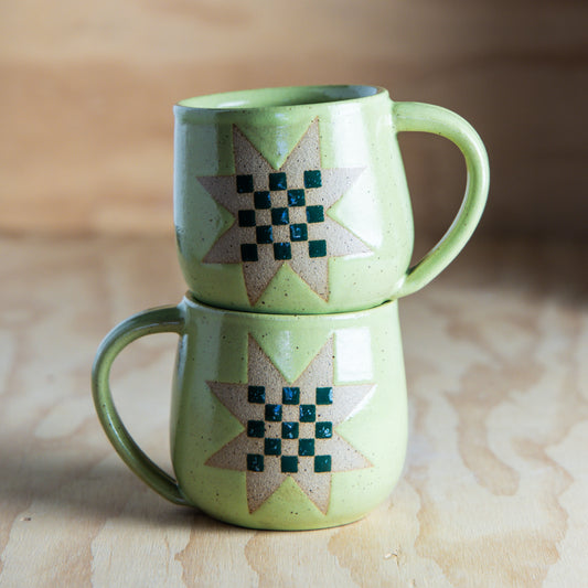 Checkerboard Sawtooth Mug-Green