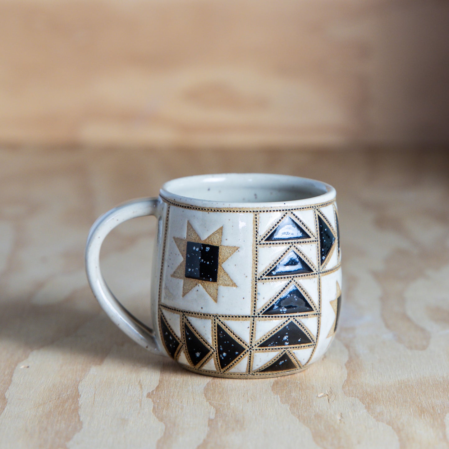 Black and Cream Improve Quilt Mug