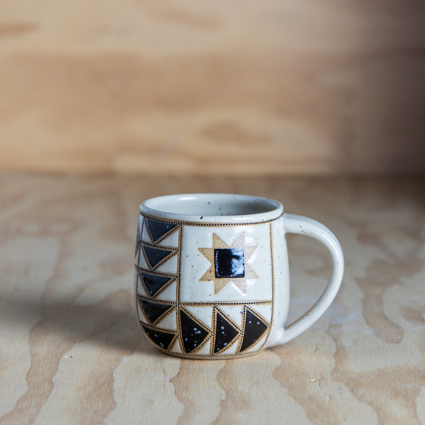 Black and Cream Improve Quilt Mug