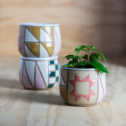 Improv Sawtooth Star Mini Planter-Coral