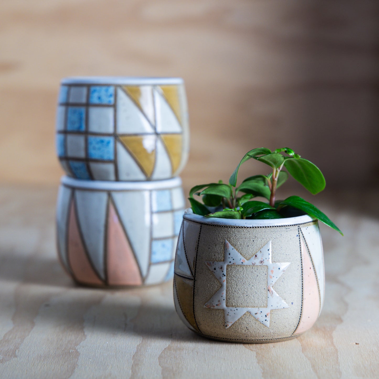 Improv Sawtooth Star Mini Planter-Cream