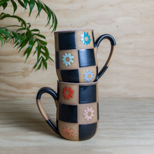 Load image into Gallery viewer, Checkered Rainbow Flower Mug
