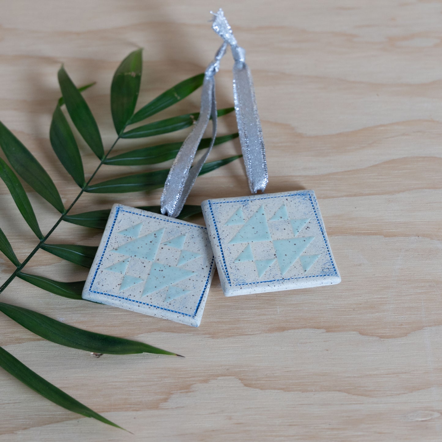 Light Blue Fox and Geese Quilt Ornament