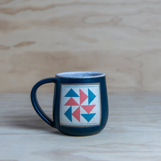 Teal Dutchman's Puzzle Quilt Mug