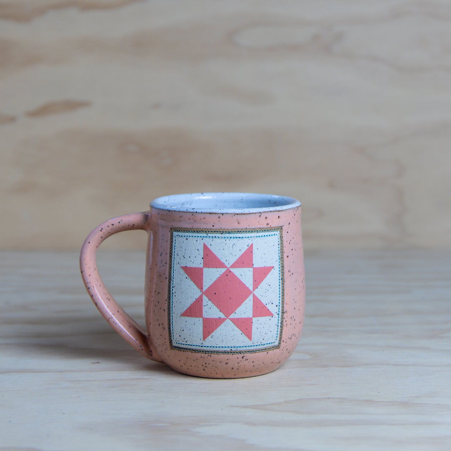Peach Coral Sawtooth Star Quilt Mug