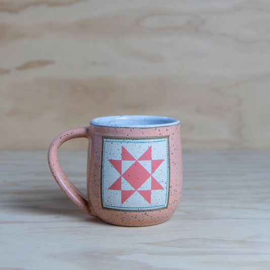 Peach Coral Sawtooth Star Quilt Mug