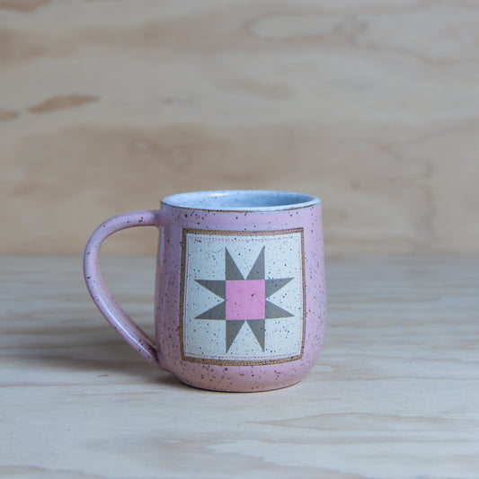 Pink Sawtooth Star Quilt Mug