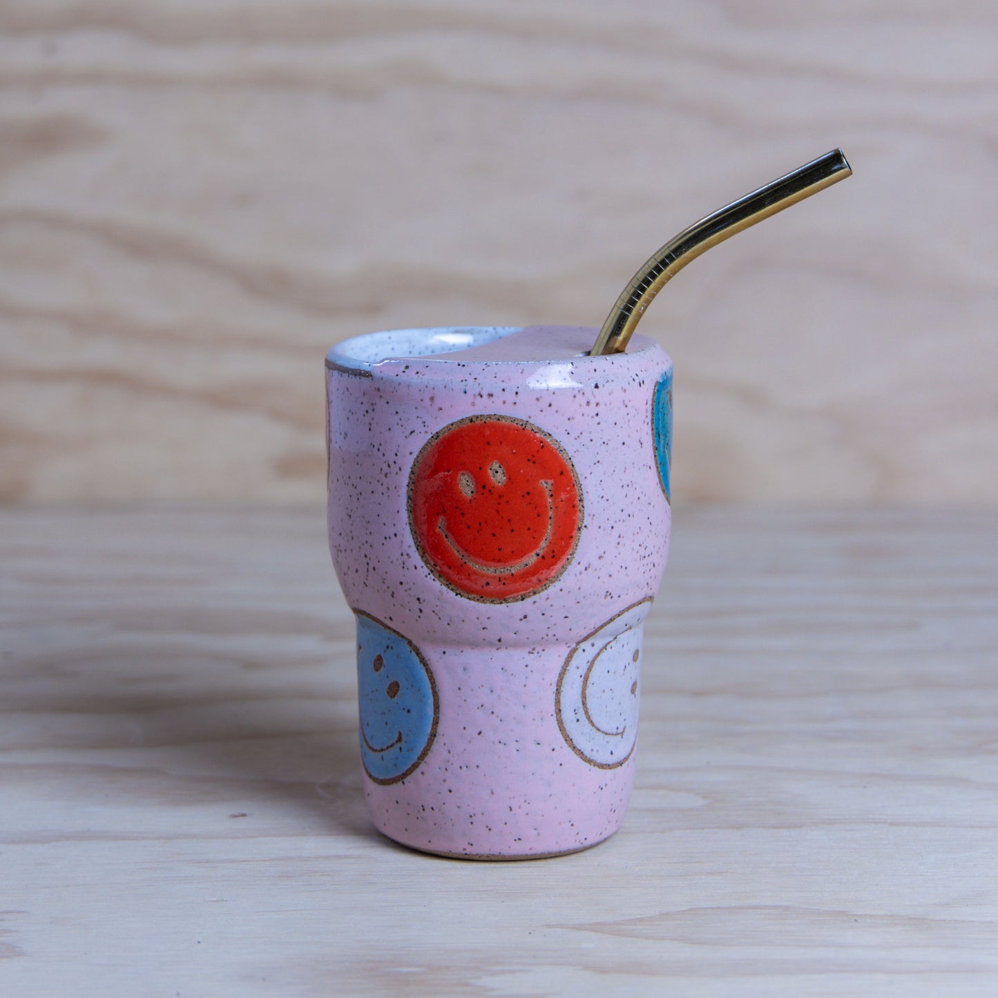 Pink Smiley To-Go Mug