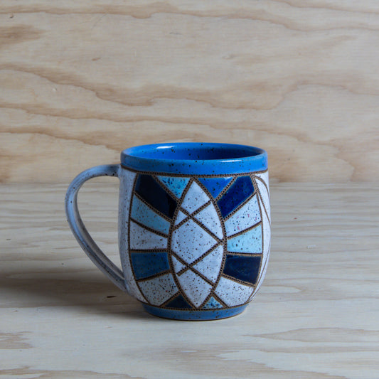Vintage Wedding Ring Quilted Mug-Blue