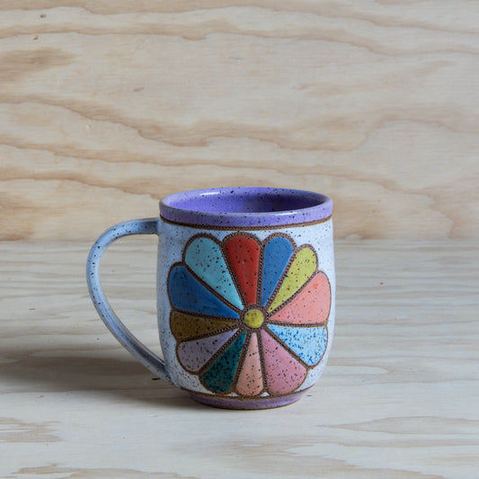 Vintage Flower Quilt Mug-Purple