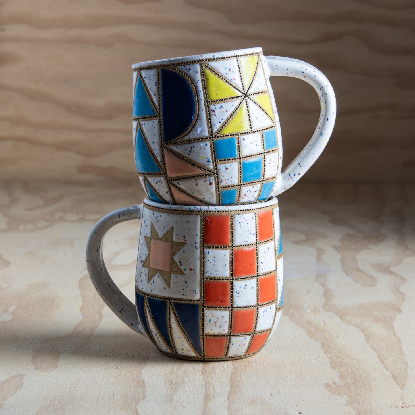 Primary Color Improv Quilt Mug