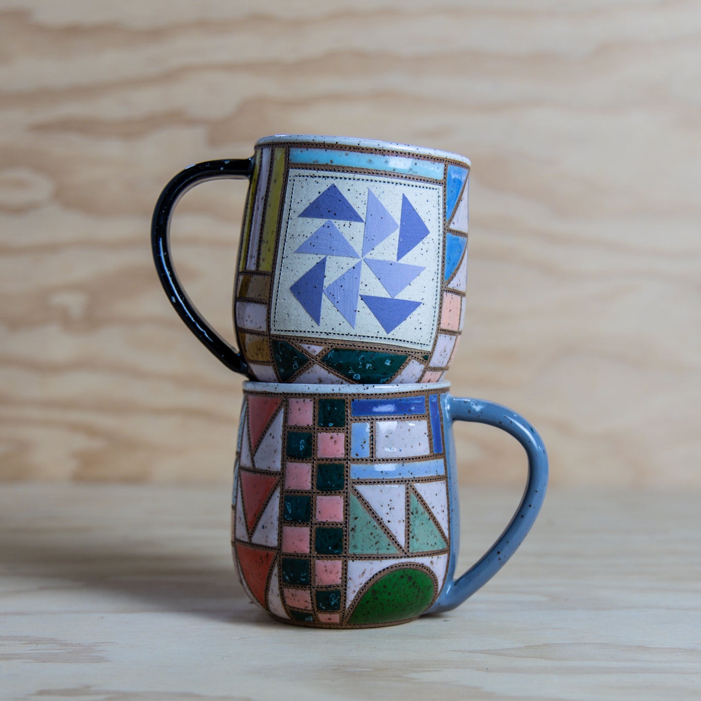 Improv Quilted Flying Geese Mug-Purple