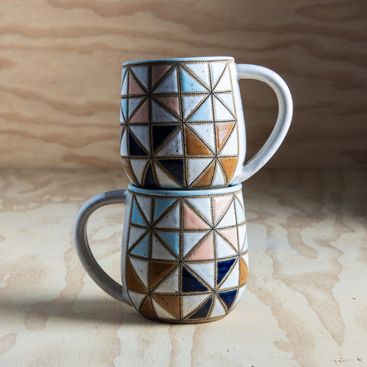 Imperfect Pinwheel Quilt Mug-Blue